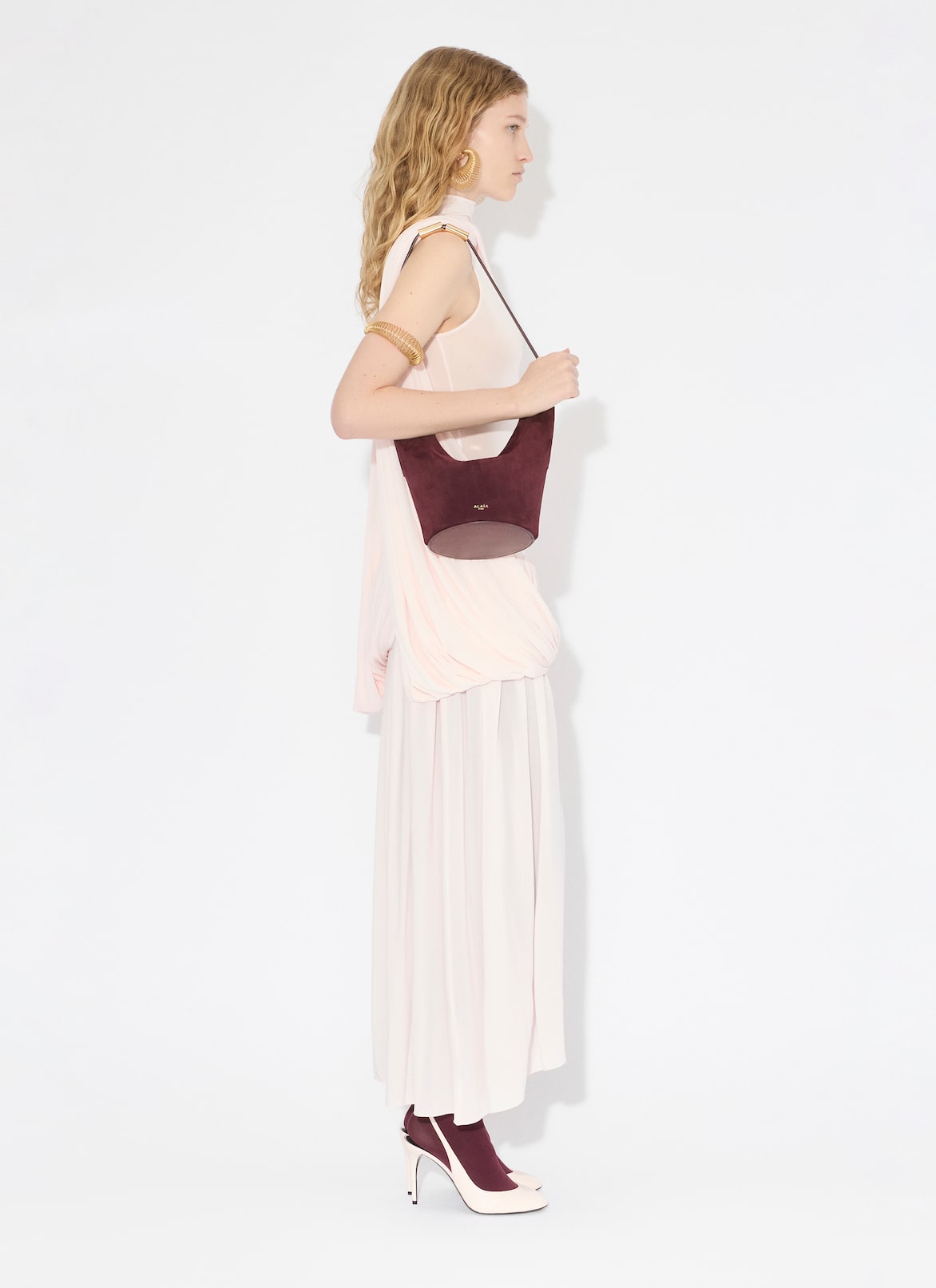 CAPE DRESS IN SUPPLE JERSEY  ALAÏA ORCHID CAPE DRESS IN SUPPLE JERSEY